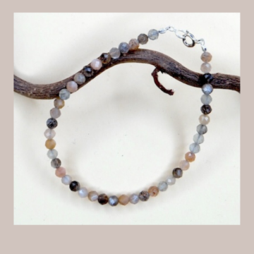 Armband Mondstein bunt, facettiert,